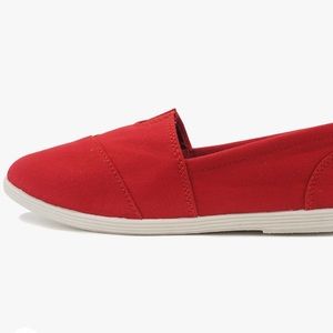 New Soda Flat Women Shoes Linen Canvas Loafers Memory Foam Round Toe size 9 red